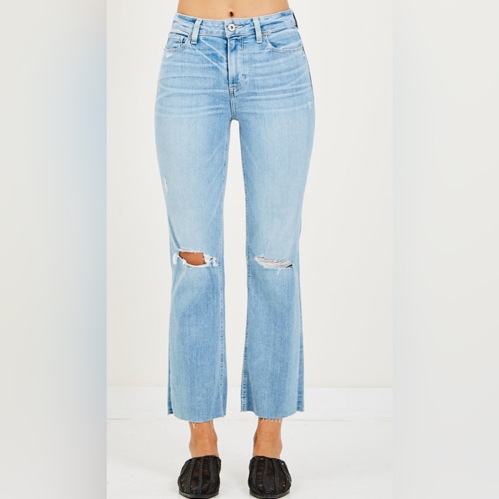 PAIGE Atley Raw Hem Ankle Flare Jeans Size 28